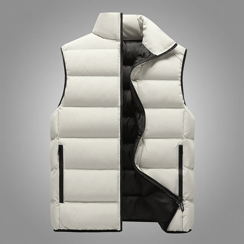 Gilet da Uomo con Colletto Rialzato Mandarino Elegante e Casual per Abiti Autunnali Invernali Spesso Caldo