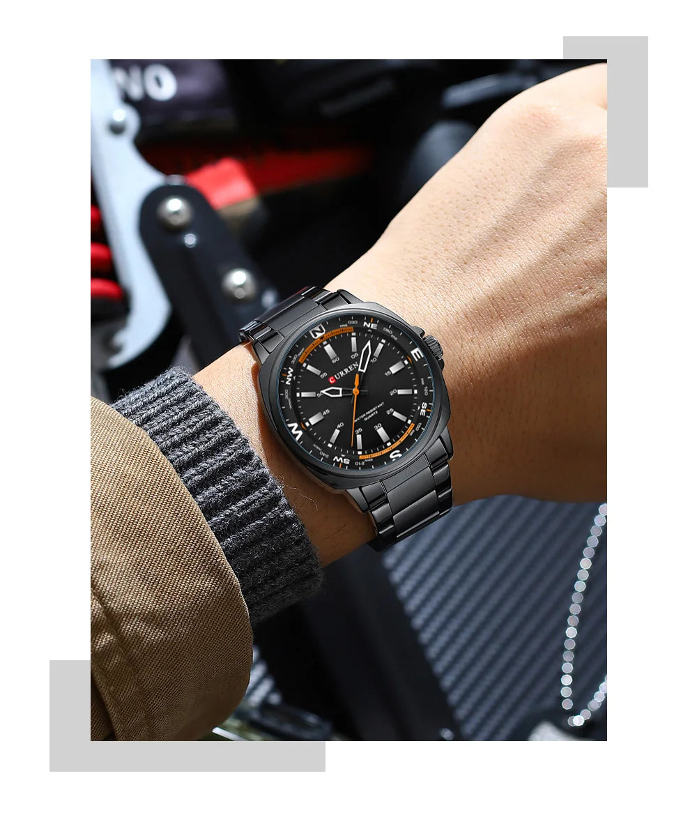 Curren Orologio Da Polso Da Uomo Quarzo Per Business Casual Con Cinturino In Acciaio Inossidabile Impermeabile 8455
