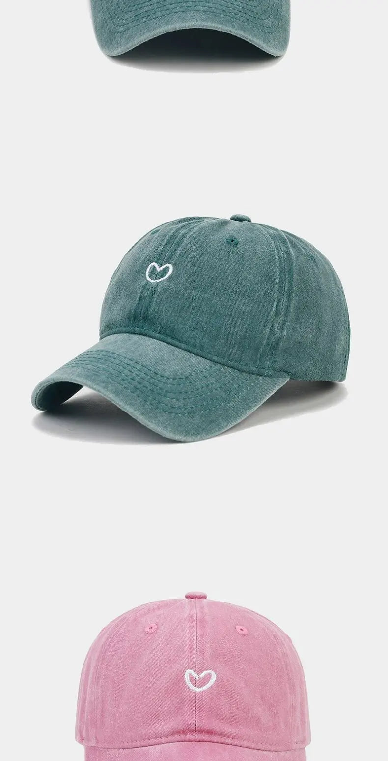 Cappello Da Baseball In Cotone Lavato Unisex Ricamato Con Amore Retro Protezione Solare Per Donna E Uomo
