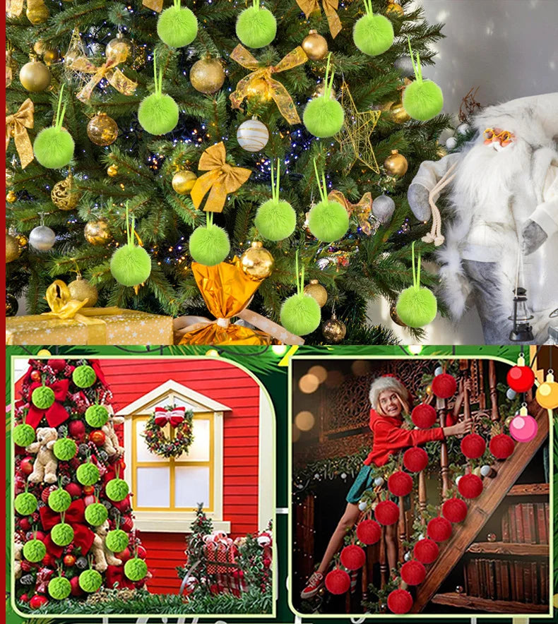 12/24 pezzi 6 cm peluche palla di Natale decorazione albero di Natale ornamento Navidad Natal regalo di Capodanno 2026