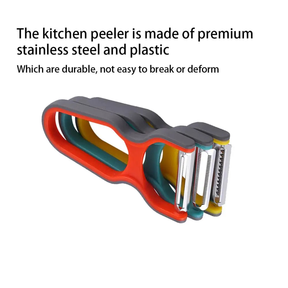 Set Cucina 3 Pezzi In Acciaio Inossidabile Pelapatate Frutta Verdura Tritatutto Affettatrice Grattugia Colore Casuale