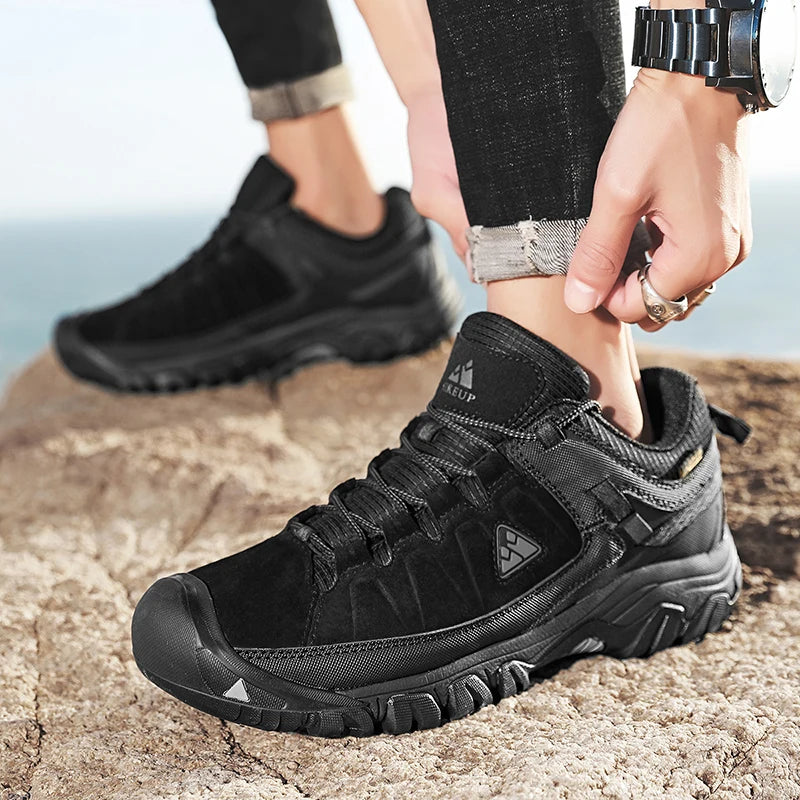 HikeUp Scarpe Da Trekking Per Uomini In Pelle Durevoli Alta Qualita Scarpe Da Arrampicata All Aperto Con Suola In Gomma