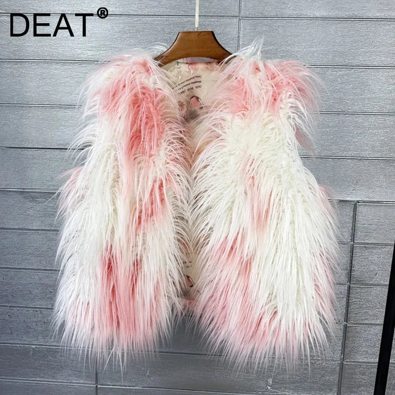 Gilet Di Pelliccia Sintetica Da Donna Lana Imitazione Caldo Senza Maniche Autunno Inverno 2025 Stile Elegante
