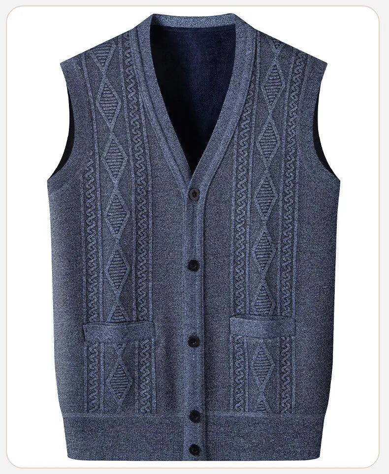 Gilet Maglione Da Uomo Con Scollo A V Senza Maniche Lavorato A Maglia Tinta Unita Con Motivo A Rombi