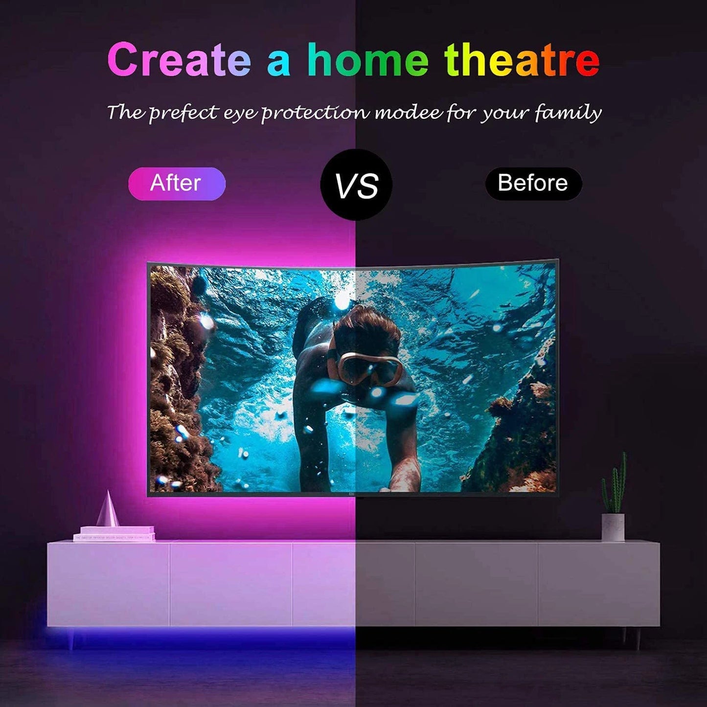 Striscia LED Per TV Controllo A 3 Tasti USB 5V Retroilluminazione TV Nastro Flessibile Decorazione Per Feste