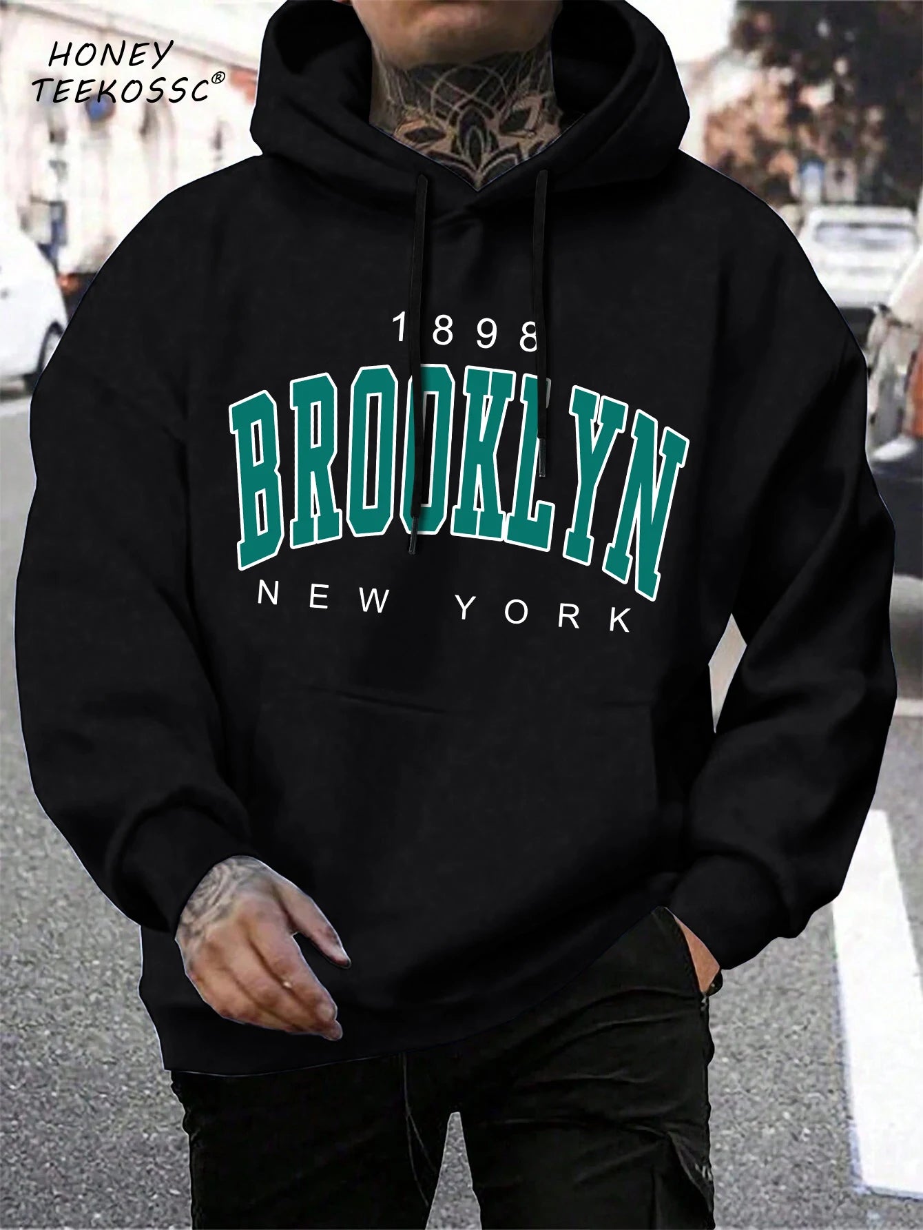 Brooklyn Est 1998 New York Stampa Felpe da uomo Harajuku Felpa con cappuccio girocollo Moda Felpa con cappuccio oversize Autunno Comodo tuta