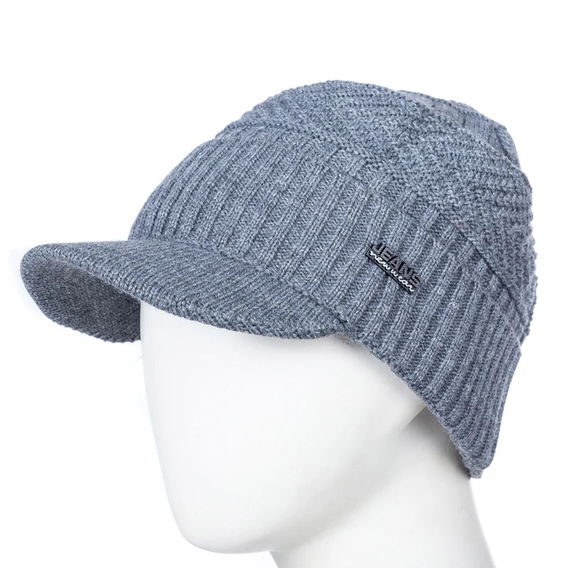 Cappello In Lana Per Uomo Autunno Inverno Lavorato A Maglia Con Visiera Imbottita Caldo E Confortevole