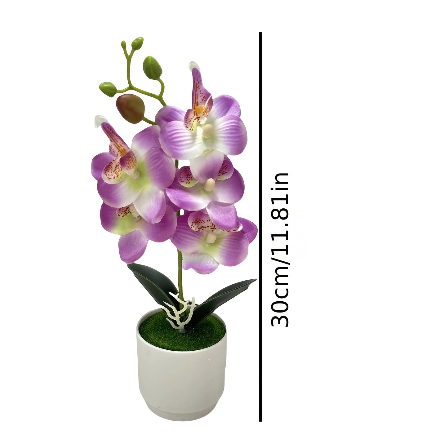 Orchidee Artificiali Con Vaso Bianco Pianta Finta Seta Decorazione Domestica Fiori Finti