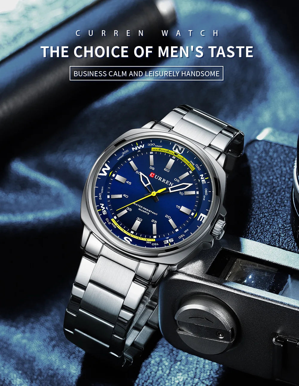 Curren Orologio Da Polso Da Uomo Quarzo Per Business Casual Con Cinturino In Acciaio Inossidabile Impermeabile 8455