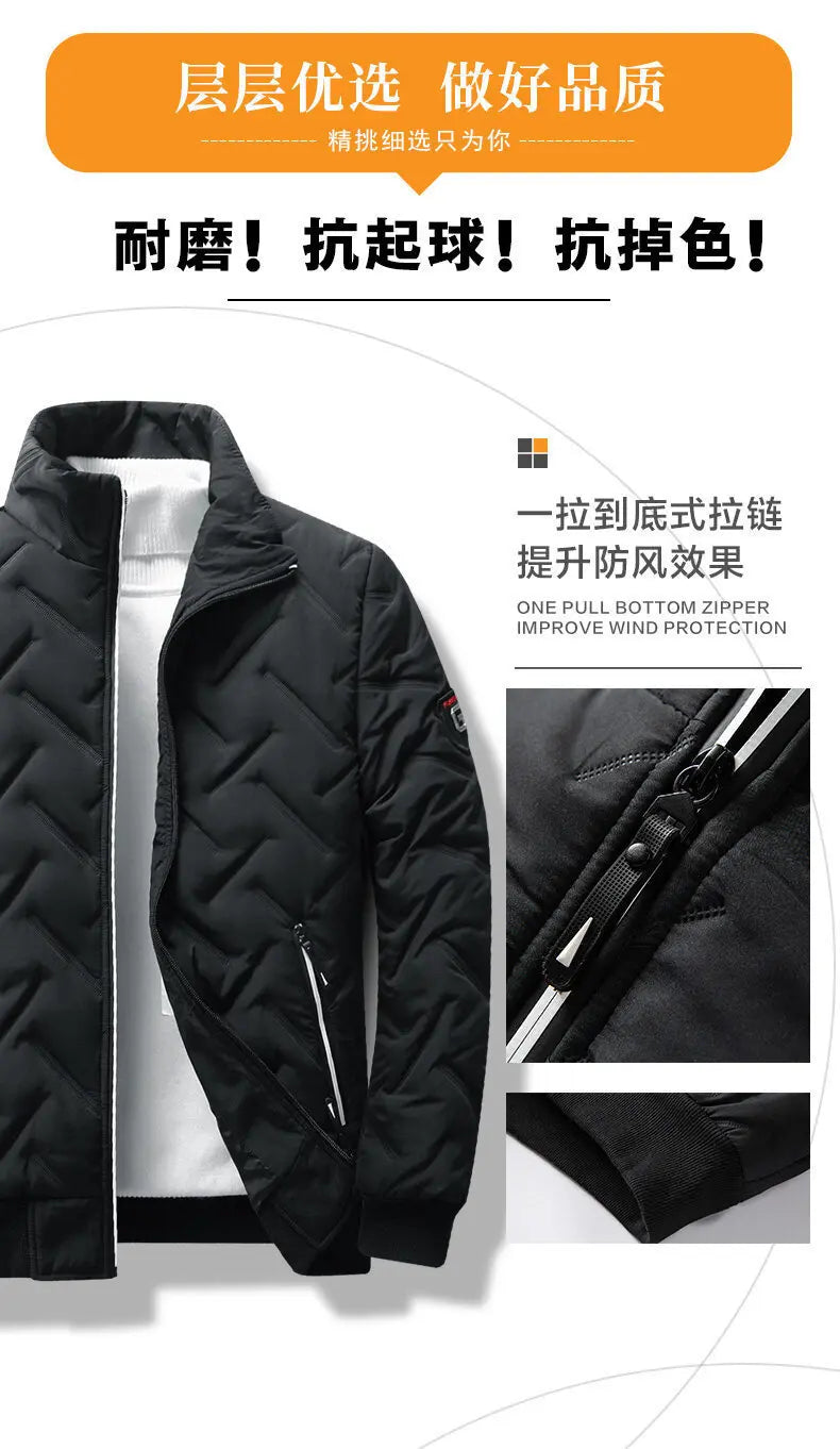 Piumino In Cotone Da Uomo 2026 Nuova Moda Autunno Inverno Giacca Corta Imbottita Con Collo Alto Casual Senza Cappuccio