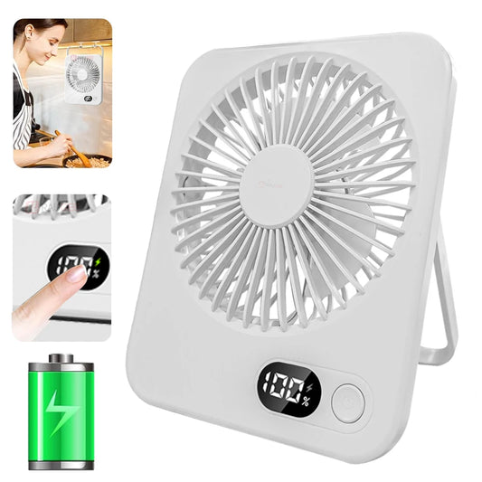 Ventilatore da Tavolo Portatile Pieghevole Ricaricabile USB a Cinque Marce per Ufficio Domestico Studenti