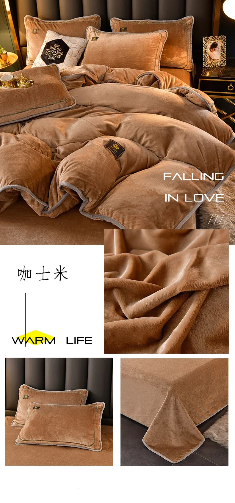Set Di Biancheria Da Letto In Pile Di Latte Ultra Spesso Queen Size Copripiumino Invernale Caldo Di Fascia Alta