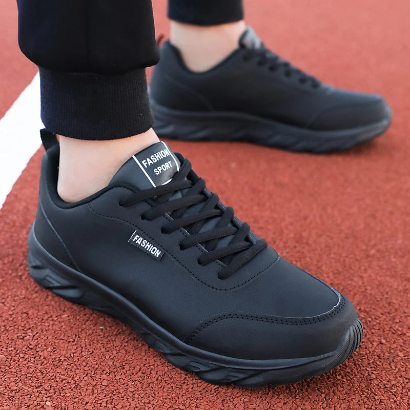Scarpe da Corsa Uomo Impermeabili in Pelle Sneakers Sportive da Esterno Leggere per Passeggiata e Running