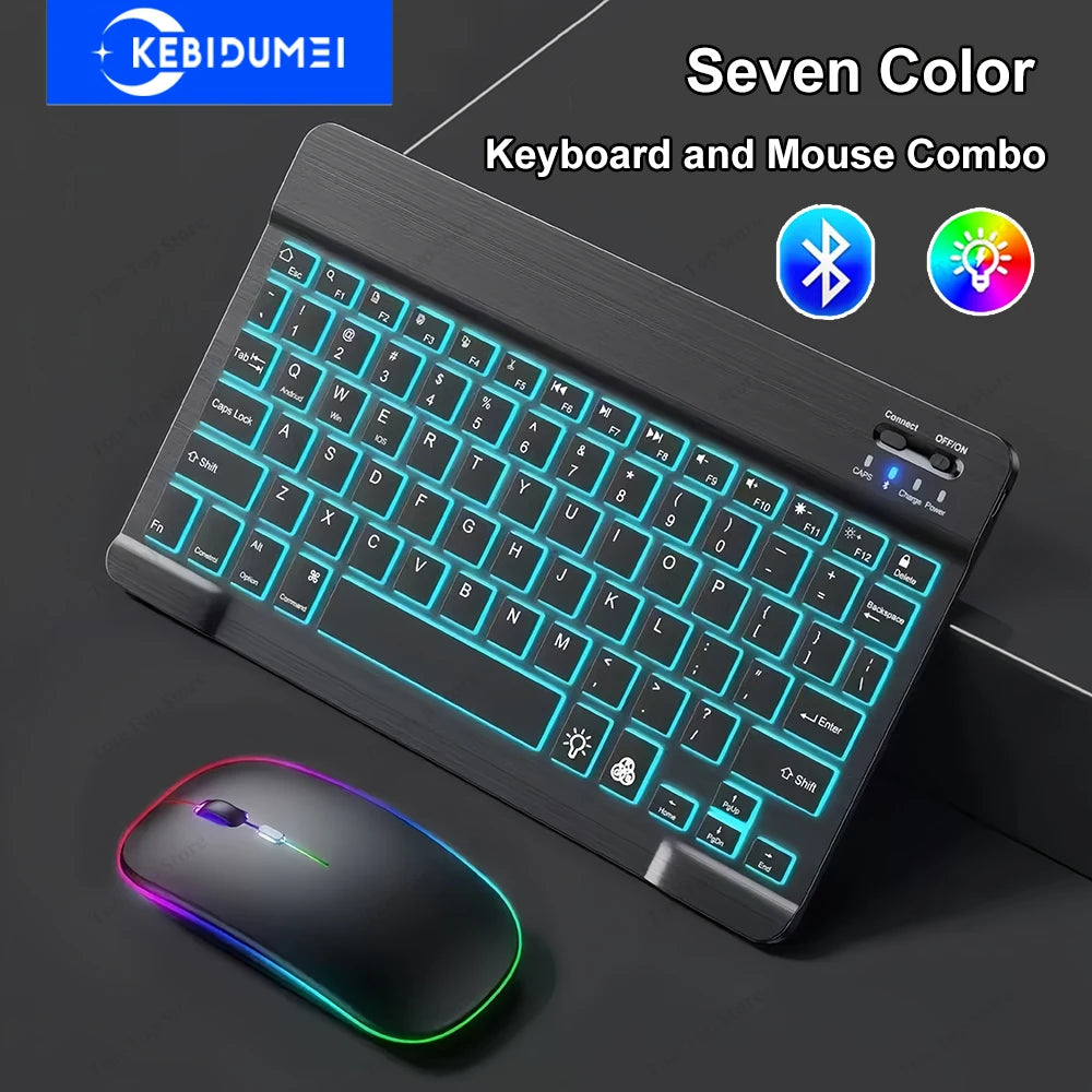 Set Tastiera e Mouse Bluetooth RGB Retroilluminato, Mouse Wireless 2.4G, Tastiera Ricaricabile