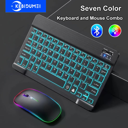 Set Tastiera e Mouse Bluetooth RGB Retroilluminato, Mouse Wireless 2.4G, Tastiera Ricaricabile