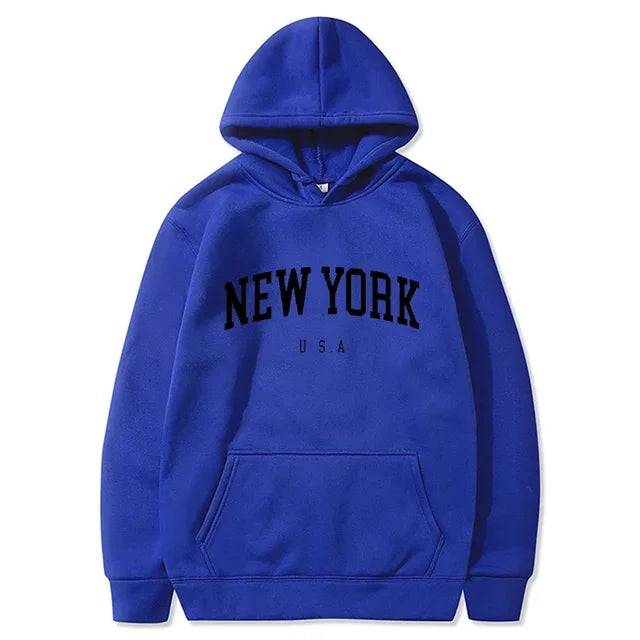 Felpe Con Cappuccio Uomo Donna New York City Stampe Lettere Grafica Casual Harajuku Pullover Abbigliamento Sportivo