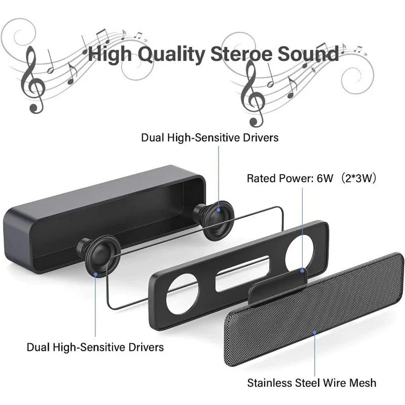 Mini Altoparlanti Plug And Play Alimentati Via USB Soundbar Da Scrivania Cablati Per TV Desktop Laptop Computer