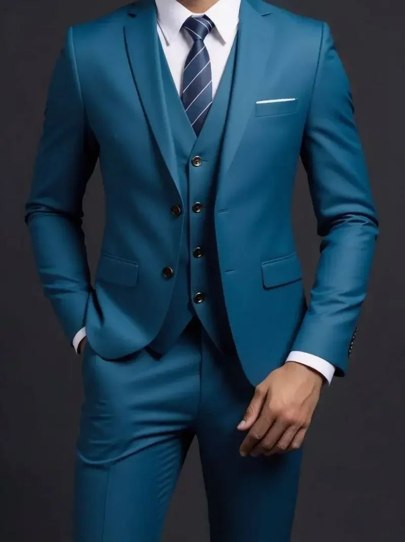 Completo Tre Pezzi Uomo Stile Britannico Elegante Per Matrimoni Cerimonie Banchetti Comfort Sobrietà Presenza