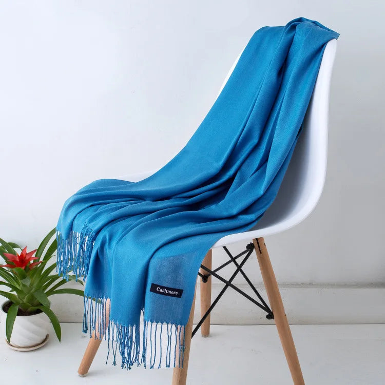 Sciarpa di Pashmina da Donna Morbida Cashmere Foulard Viaggio Ufficio Inverno Caldo Hijab Solido Avvolge Bandana
