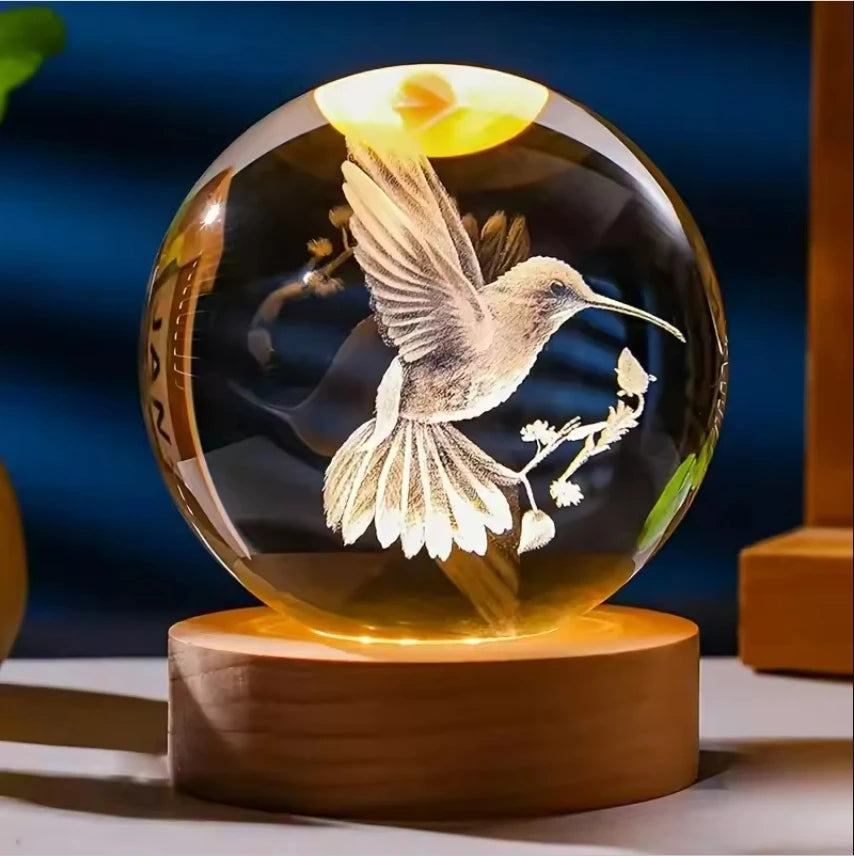 Decorazione Della Stanza Con Sfera Di Cristallo 3D E Base Led Per Luce Ambientale Nel Soggiorno