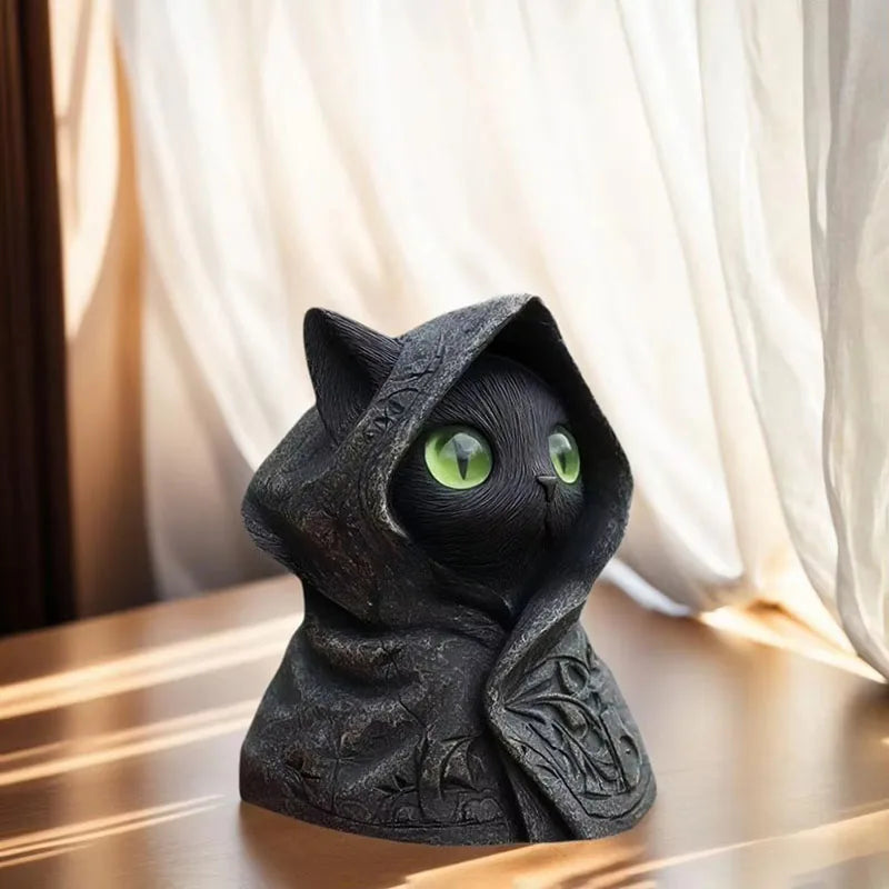 Figurina Di Gatto Fatta A Mano Nero Per Decorazioni Halloween In Resina Regalo Per Amanti Dei Gatti Da Tavolo