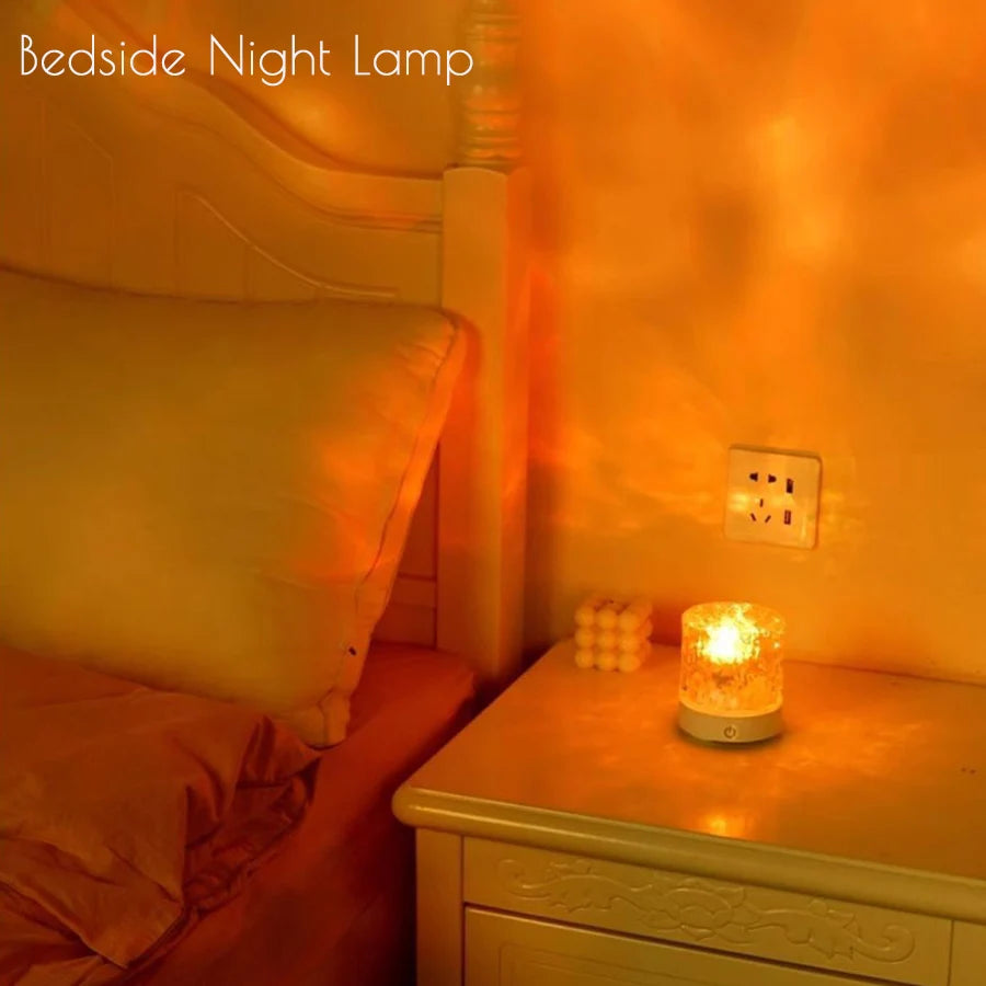 Proiettore Ricaricabile Con Ondulazione Dell Acqua LED 16 Colori RGB Lampada Notturna Telecomando Per Camera Da Letto