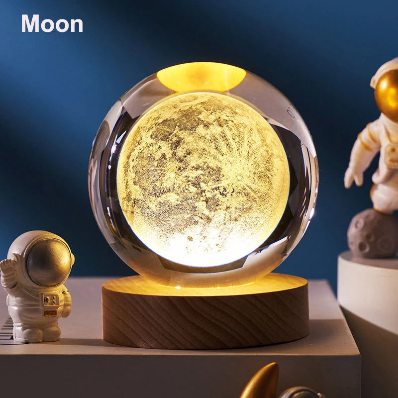 Lampada a Sfera di Cristallo 3D Con Proiezioni Galassia Luce Notturna USB Atmosfera Accogliente Regalo Creativo