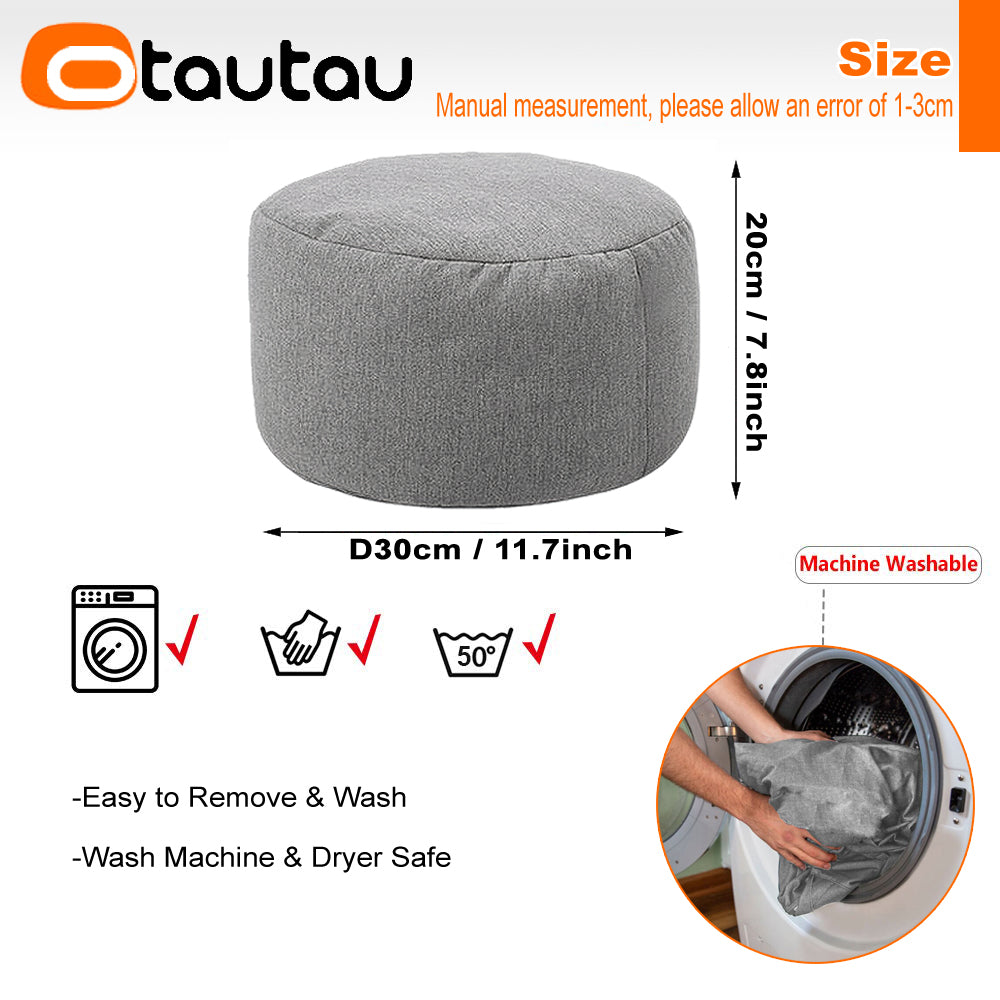 Sgabello Rotondo Diametro 30 Cm Altezza 20 Cm Pouf In Lino Ottomano Con Imbottitura Poggiapiedi Tatami Futon Puff JD001