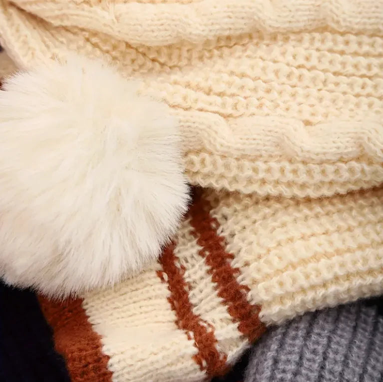 Berretto Invernale 3 In 1 Per Bambini Da 1 A 3 Anni Con Sciarpa Maschera Fodera Calda Protezione Antivento