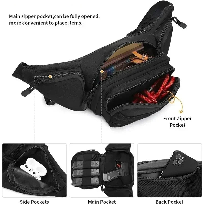Marsupio Tattico Multifunzionale Unisex in Nylon Borsa a Tracolla per Escursionismo ad Alta Capacità