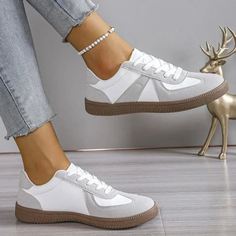 Scarpe Sportive Da Donna Vulcanizzate Piatte Stringate Colori Misti Moda Autunno 2025 Comode Casual