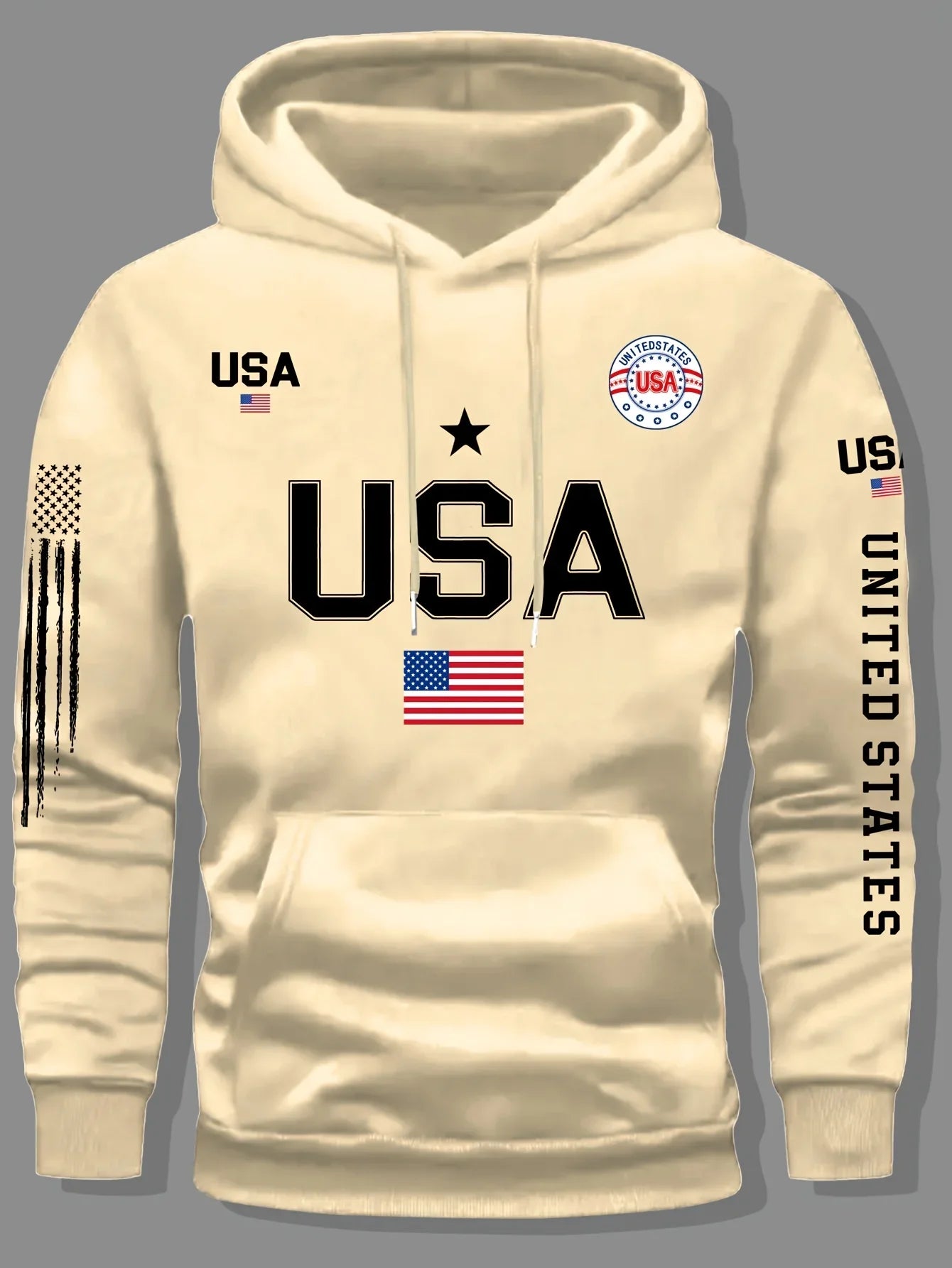Felpa Con Cappuccio In Pile Con Motivo Bandiera USA Unisex Pullover Casual Con Scritte Estate Unite Per Studenti