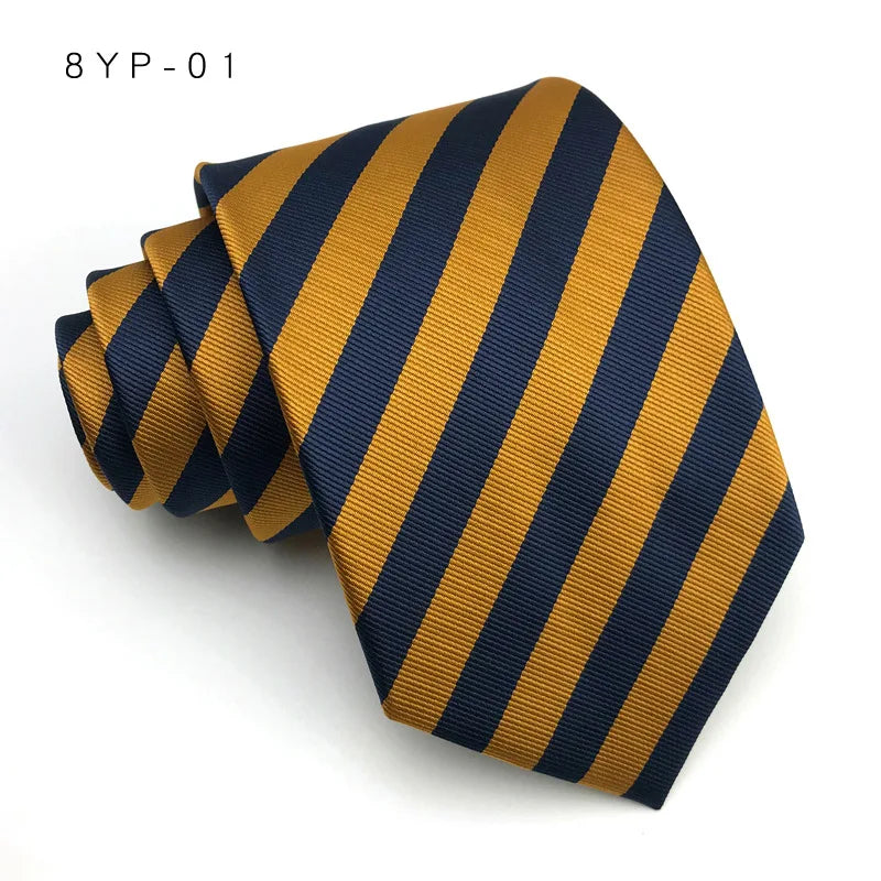 Cravatta Da Uomo 8 Cm In Poliestere Jacquard A Righe Classica Per Matrimonio E Affari Ascot YISHLINE