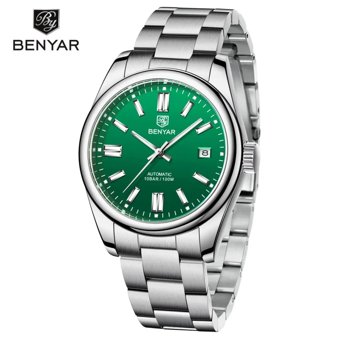 Orologio Automatico Meccanico Lusso da Uomo con Calendario Impermeabile 100m Acciaio Inossidabile Luminoso