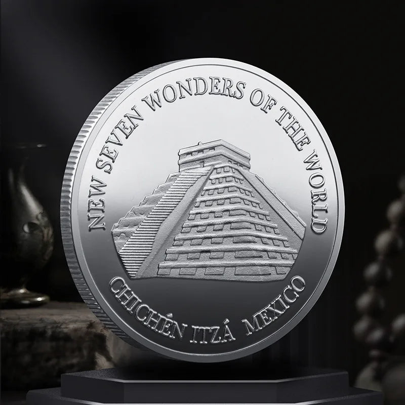 Set Di 7 Monete Placcate Oro E Argento Sette Meraviglie Del Mondo Collezione Commemorativa Viaggi