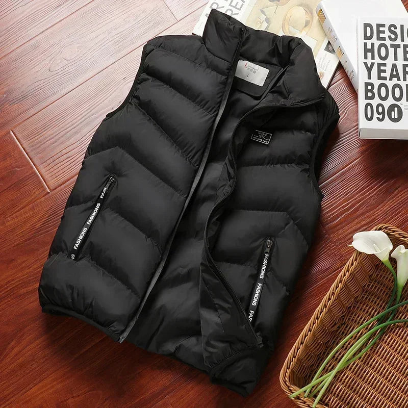 Puffer Senza Maniche Da Uomo 2024 Colletto Mandarino Giacca Piumino Inverno Caldo Gilet Outwear Abbigliamento Uomo