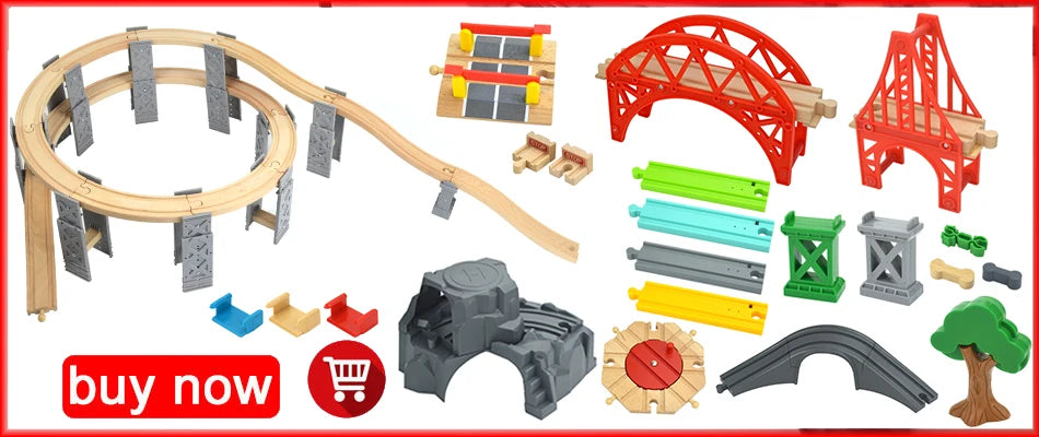 Treno Elettrico Magnetico Locomotiva Per Slot Auto Binario In Legno Con Due Carrelli Giocattolo Leduo Track
