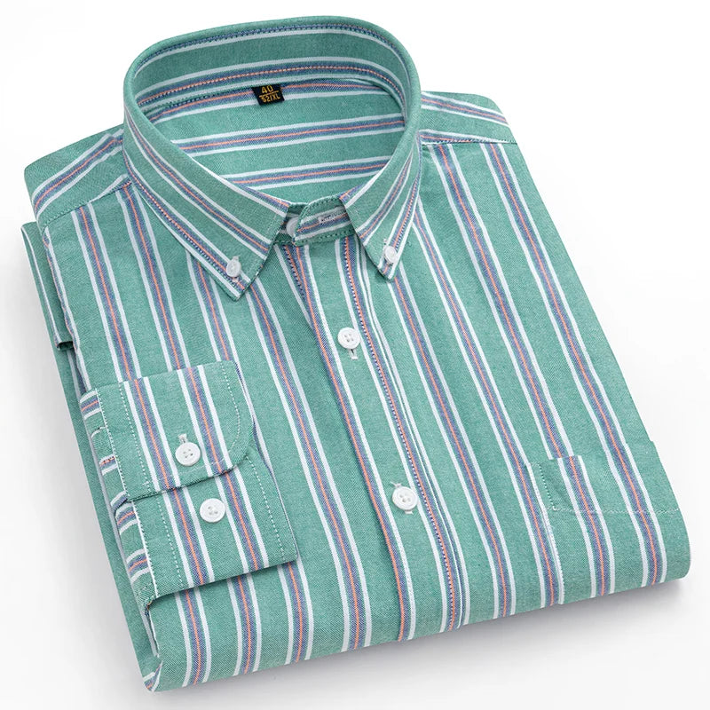 Camicie Scozzesi a Righe Da Uomo In Cotone Oxford Maniche Lunghe Con Bottoni Taglie 6XL 7XL Business Casual