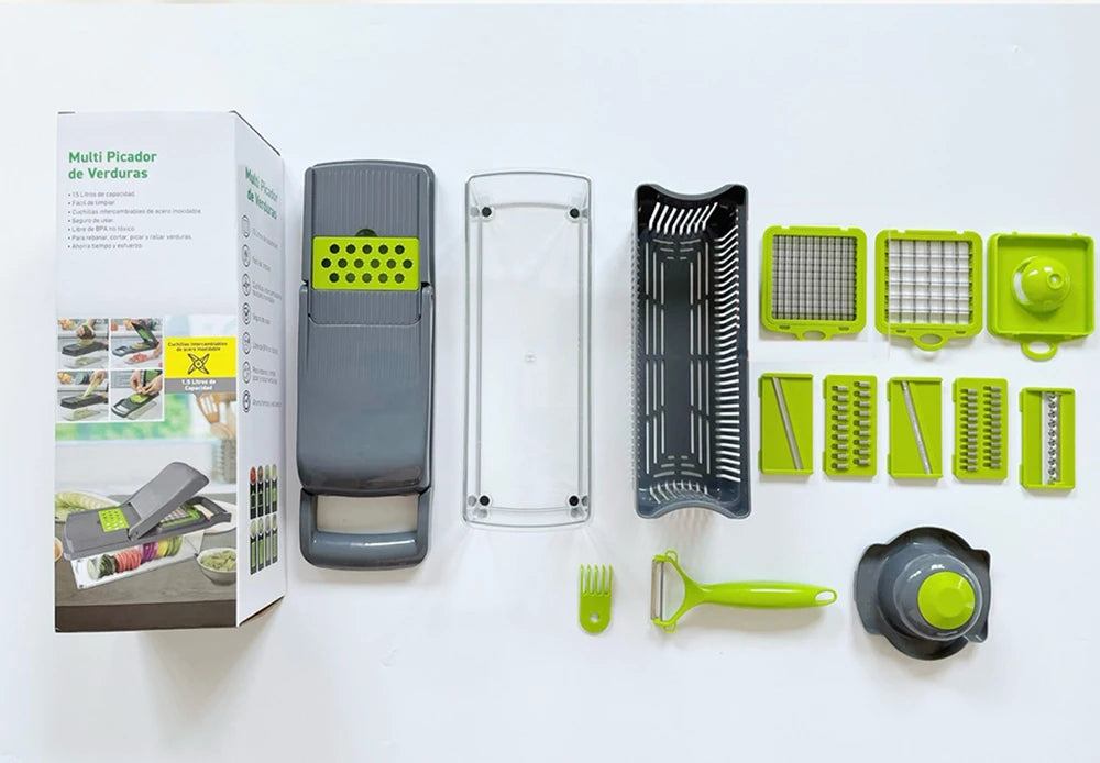 Tritatutto Multifunzionale 14 16 In 1 Per Verdure Cipolla Manico Ergonomico Griglia Per Alimenti Affettatrice Da Cucina