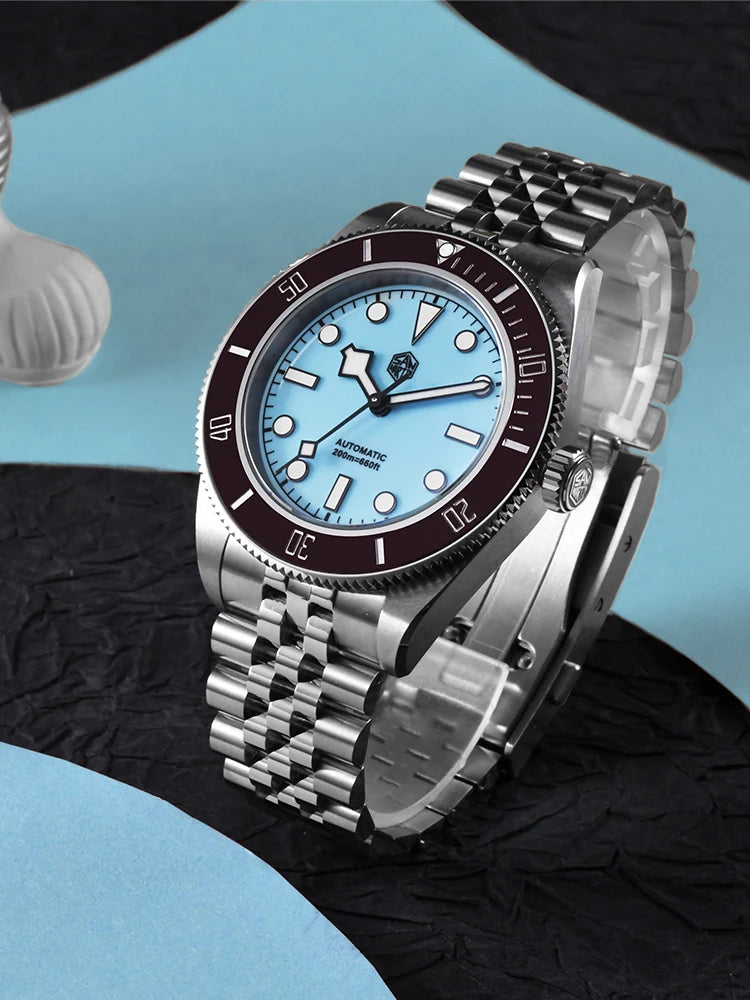 San Martin Orologio 40mm BB Diver Smaltato Quadrante Enamel Blu Lusso NH35 Automatico 200m SN0128