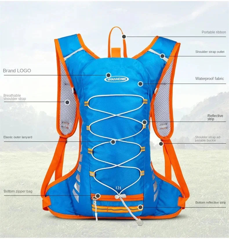 Zaino Da Ciclismo Impermeabile 12L Per Bici Da Strada MTB Idratazione Per Escursionismo All Aperto
