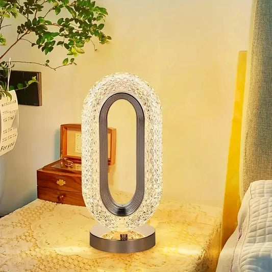 Lampada Da Tavolo Ovale Lusso Cristallo Con Ricarica Usb Per Ufficio Decorativa Notturna Da Comodino Bedro