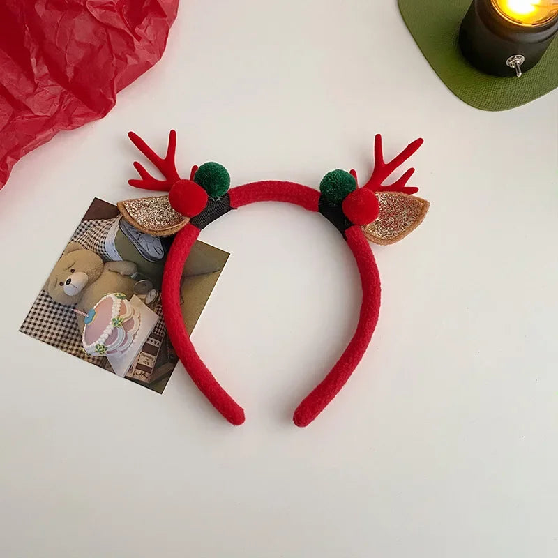 Fascia Natalizia Corna Di Renna Con Fiore Copricapo Per Capelli Per Bambini Adulti Natale Halloween Cosplay