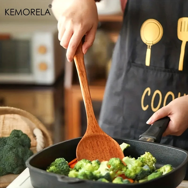 Kemorela Set Utensili Cucina In Legno 4 Pezzi Paletta Spatola Cucchiaio Pala Antiaderente Per Cottura