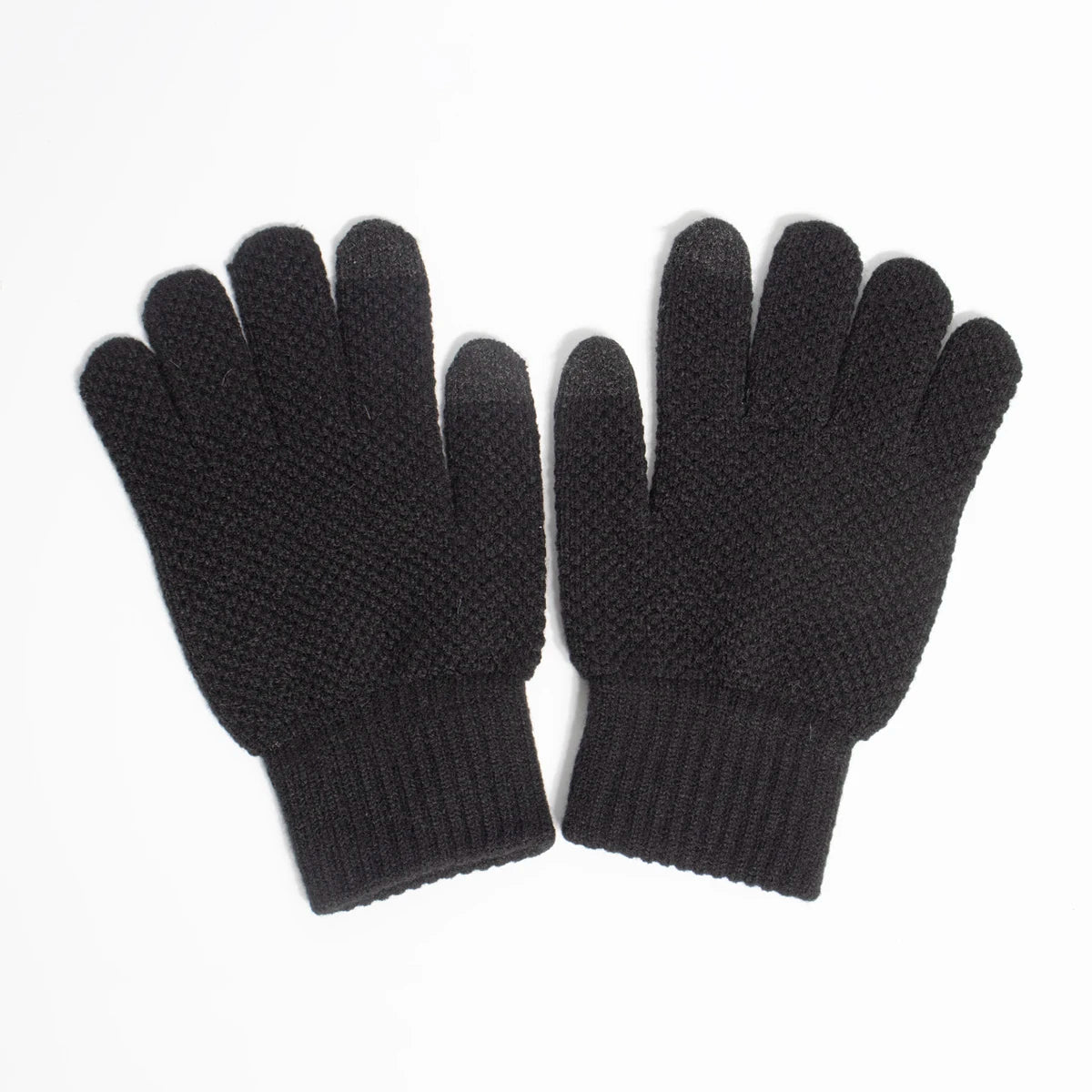 Guanti Invernali Unisex Tinta Unita Spessi Lavorati A Maglia Touch Screen Caldi Per Adulti Grandi Dimensioni