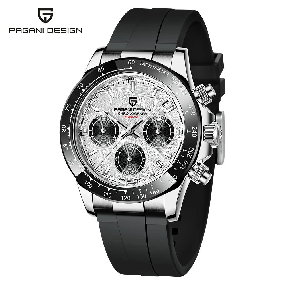 Pagani Design PD 1644 Orologio Da Uomo Con Quadrante Meteoritico E Vetro Zaffiro Quarzo 100M Cronografo