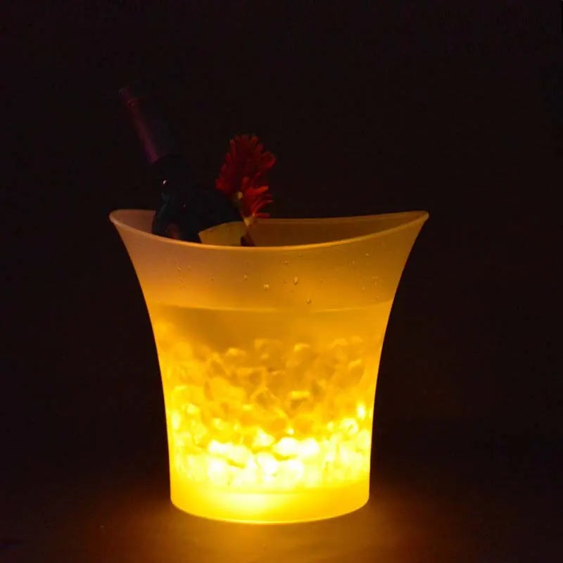 Secchiello Per Il Ghiaccio LED Da 5L Impermeabile In Plastica 6 Colori Illumina Bar Discoteche Night Party