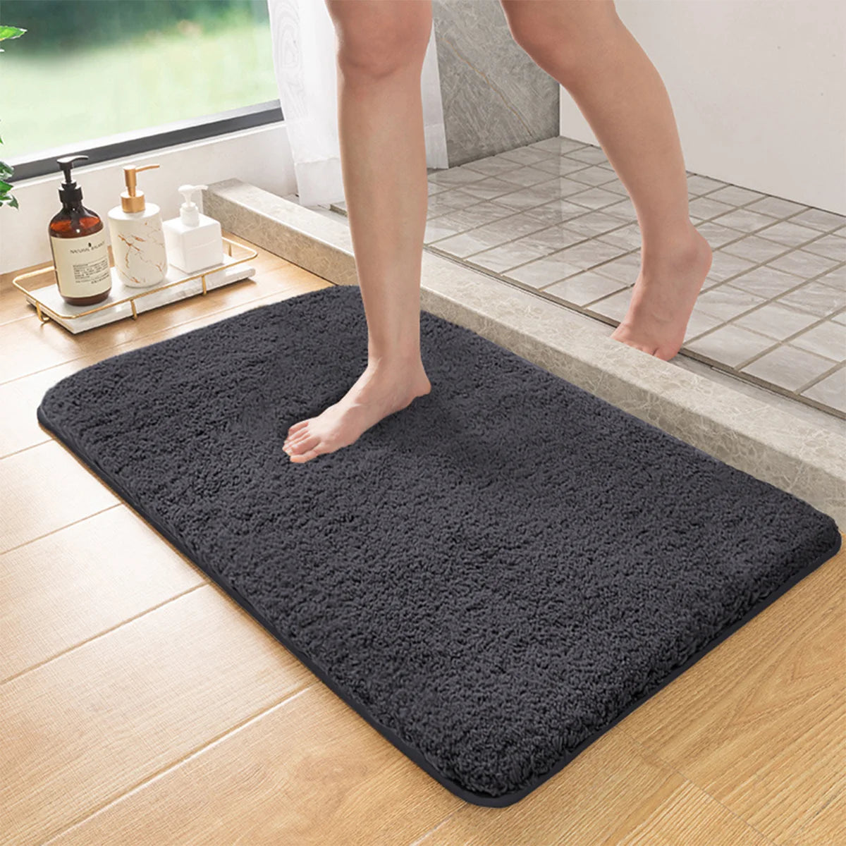 Tappetino Da Bagno Assorbente Per Capelli Lunghi Antiscivolo In Polyester Per Ingresso Doccia E Pulizia Piedi