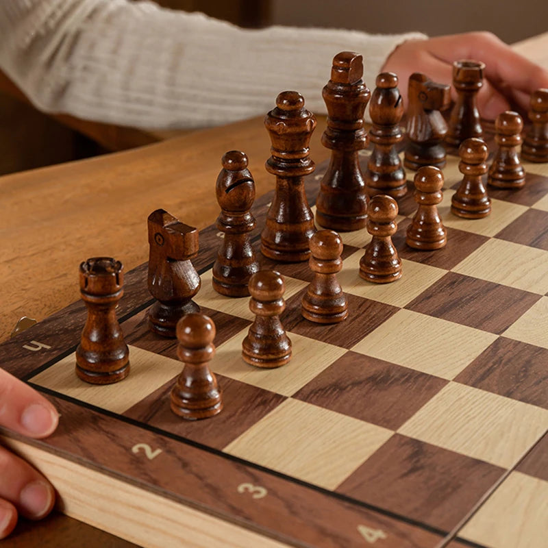 Set Scacchi Scacchiera Pieghevole Magnetica in Legno Massello Giochi Educativi per Studenti e Bambini Regalo Natale