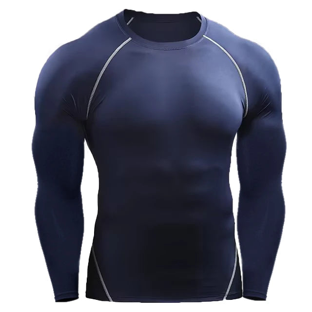 Maglietta Compressiva Uomo A Maniche Lunghe Per Allenamento Elasticizzata Palestra Fitness